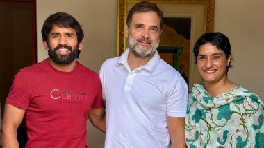 ‘When Sports and Service Meet’: Vinesh Phogat Shares Picture With Rahul Gandhi, Praises Congress Leader For His Support of Sports and Athletes (See Pic)