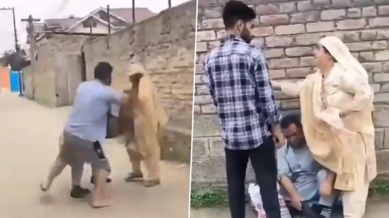 Srinagar: Man Brutally Assaults His Parents on Street, Hits Them With Footwear; Police Respond After Disturbing Video Surfaces