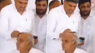 Haryana: Party Worker Combs Congress Leader Bhupinder Singh Hooda’s Hair During Rally in Mahendragarh, Video Goes Viral