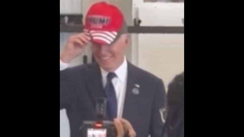 US President Joe Biden Wears ‘Trump 2024’ Hat During 9/11 Memorial Event in Pennsylvania (Watch Video)