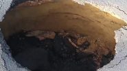 Delhi-Mumbai Expressway Caves-In: Employee Blames Rats After Large Crater Appears on India’s Largest E-Way, Company Fires Him (Watch Video)