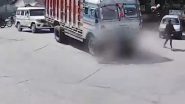 Accident Caught On Camera in Dehradun: 1 Dead, Another Injured As Truck Hits Scooter at Raipur Chowk in Uttarakhand; Disturbing Video Surfaces