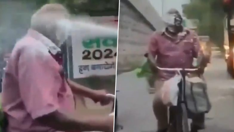 Jhansi: Youth Sprays on Elderly Man's Face for Social Media Reel in UP, Arrested After Shocking Video Goes Viral