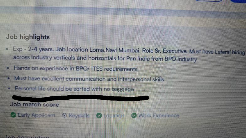 ‘Personal Life Should Be Sorted’: Navi Mumbai Firm’s Unusual Job Requirement for Candidates Goes Viral