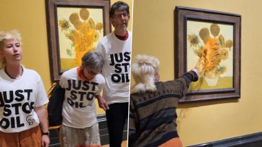 ‘Just Stop Oil’ Activists Throw Tomato Soup on Van Gogh Paintings in UK Hours After 2 Jailed For Same Act; Video Surfaces