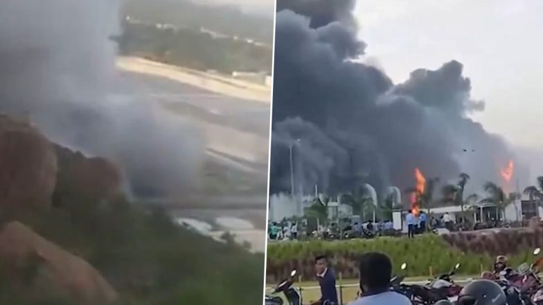 Hosur Fire: Blaze Erupts at Tata Electronics Manufacturing Unit in Tamil Nadu, Significant Property Damage Reported (Watch Video)