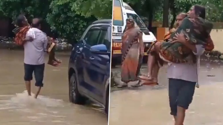 Gonda: Man Carries Wife in Arms Through Flooded Street to Hospital in Uttar Pradesh, Inquiry Ordered After Video Goes Viral