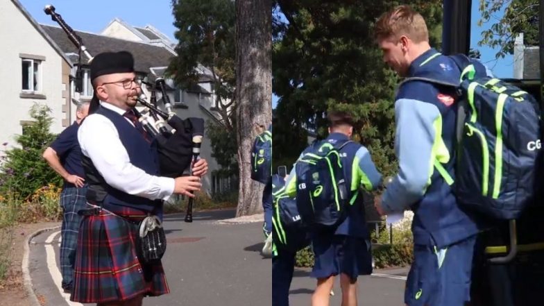 Australia National Cricket Team Receives Traditional Welcome in Scotland Ahead of T20I Series Beginning From September 4 (Watch Video)