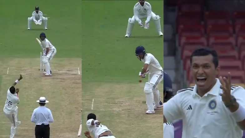 Navdeep Saini Castles Shubman Gill With an Exceptional Inswinger During India A vs India B Duleep Trophy 2024 Match (Watch Video)