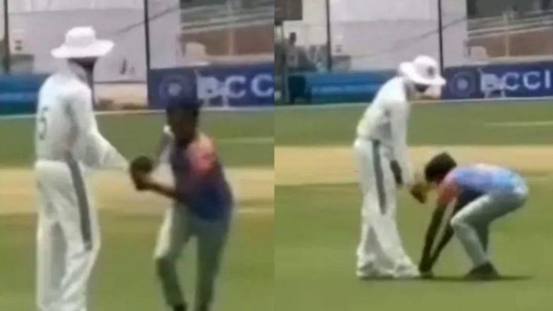 Fan Breaches Security To Touch Ruturaj Gaikwad’s Feet During India C vs India D Duleep Trophy 2024 Match (See Pics)