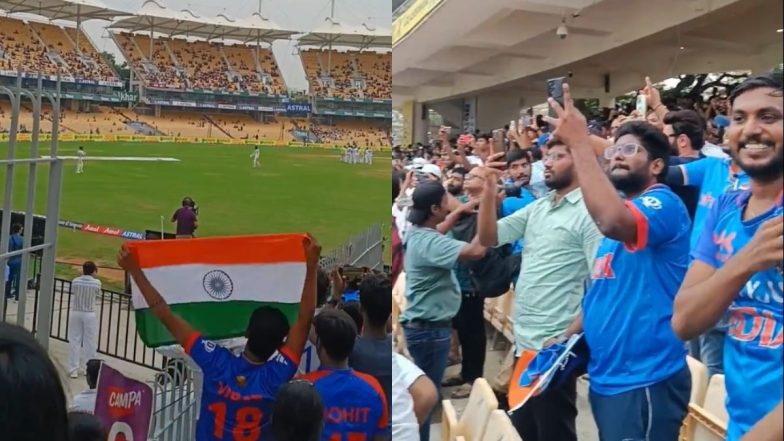 ’Kohli-Kohli! Chepauk Crowd Erupts With Joy As Star Indian Batter Comes Out To Bat During IND vs BAN 1st Test 2024 Day 1 (Watch Video)