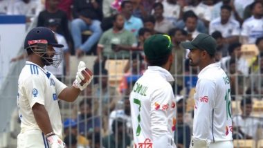 ‘Mujhe Kyon Maar Rahe Ho’! Rishabh Pant-Litton Das Engage in Argument During IND vs BAN 1st Test 2024 Day 1 (Watch Video)