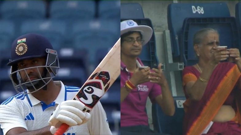 Elderly Fan From Stands Applauds Ravi Ashwin’s Half-Century During IND vs BAN 1st Test 2024 Day 1, Video Goes Viral