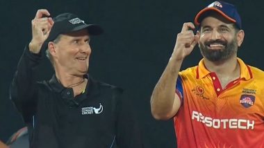 Irfan Pathan Imitates Billy Bowden’s ‘Crooked’ Finger Sign As Star Umpire Gives Out Manoj Tiwary During Konark Suryas Odisha vs Manipal Tigers LLC 2024 Match (Watch Video)