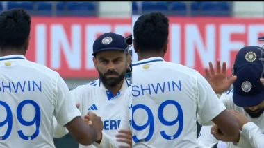 Virat Kohli Bows Down to Ravi Ashwin As Star Indian All-Rounder Completes 37th Fifer in Tests During IND vs BAN 1st Test 2024 (Watch Video)