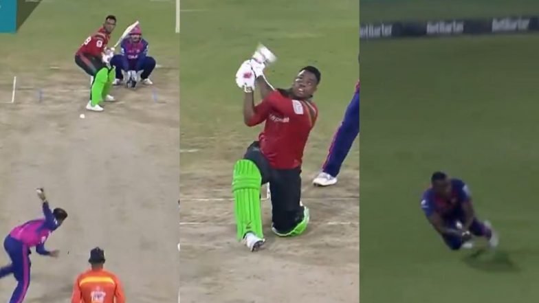 Rovman Powell Takes a Stunning Diving Catch To Dismiss Shimron Hetmyer During Guyana Amazon Warriors vs Barbados Royals CPL 2024 Match (Watch Video)