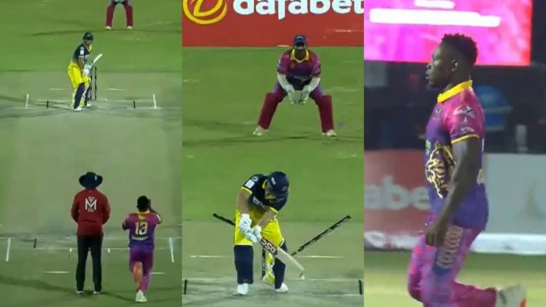 David Warner’s Off and Middle Stumps Go for a Walk As Tinashe Muchawaya Rattles Australian Batter During Joburg Bangla Tigers vs Bulawayo Brave Jaguars Zim Afro T10 2024 Match (Watch Video)