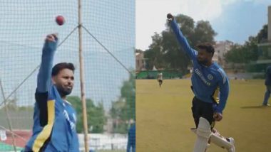 Rishabh Pant Bowls Spin to Shubman Gill During Indian Cricket Team's Practice Session Ahead of IND vs BAN 2nd Test 2024 (Watch Video)