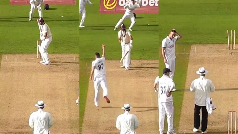 Rare No-Ball Saves Shoaib Bashir As Bowler Kyle Abbott’s Towel Falls During Delivery Stride in Somerset vs Hampshire County Championship 2024–25 Match (Watch Video)