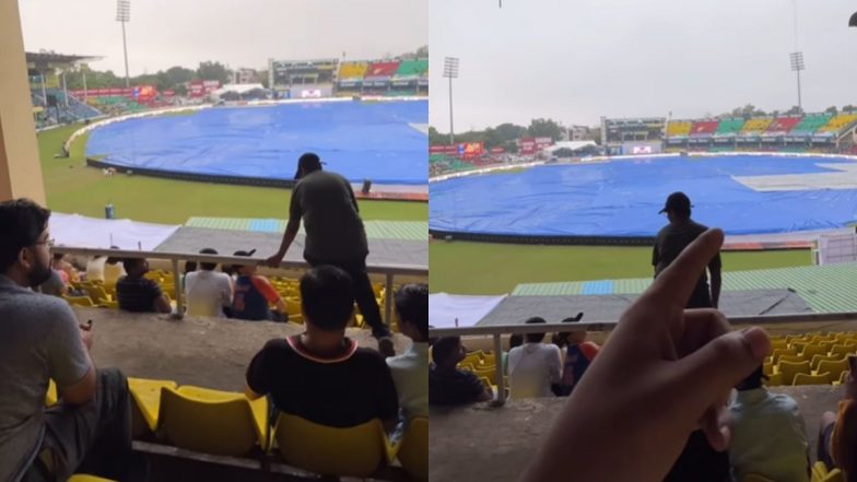 Viral Video Shows Fan Complaining About Kanpur’s 'Worst' Drainage System As Rain and Wet Outfield Plays Spoilsport in IND vs BAN 2nd Test 2024