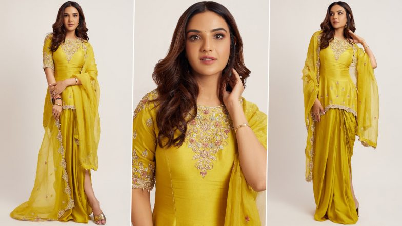 Jasmin Bhasin Slays in Vibrant Yellow Ethnic Ensemble, Actress's Latest Look is a Fashion Dream (View Pictures)