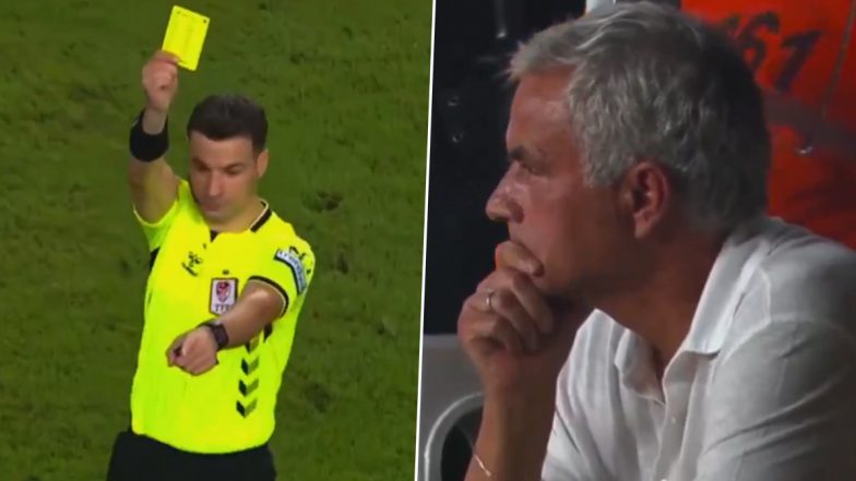 Jose Mourinho Receives Yellow Card for Laptop Protest After Edin Dzeko's Disallowed Goal During Antalyaspor vs Fenerbahce Turkish Super Lig 2024–25 Match, Video Goes Viral