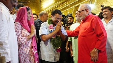 Arvind Kejriwal Offers Prayers at Hanuman Temple in Connaught Place, Day After Release From Tihar Jail in Delhi Liquor Policy Case (See Pics)