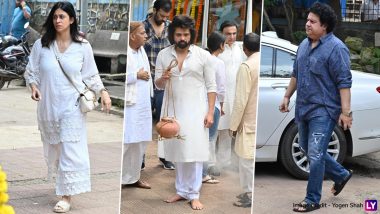 Himesh Reshammiya Performs Father Vipin Reshammiya’s Last Rites; Sajid Khan, Kishwer Merchant, Iulia Vantur and Others Pay Their Respects (Watch Video)