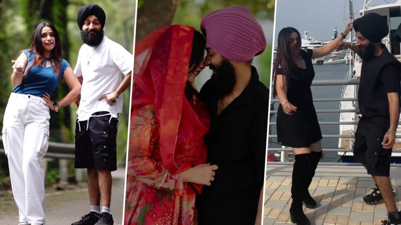 Kulhad Pizza Couple New Videos: Sehaj Arora and Wife Gurpreet of Controversial MMS Video Leak Fame Romance and Lip-Sync To Hit Songs (Watch)