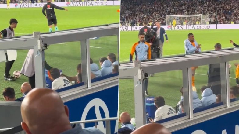 Kylian Mbappe Displays Heartfelt Gesture, Gifts His Real Madrid Jersey to Ball Boy After Substitution During La Liga 2024-25 Match Against Real Sociedad; Video Goes Viral