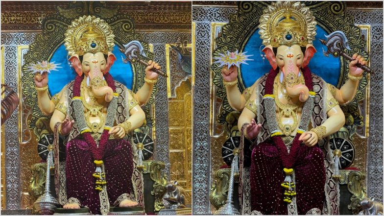 Lalbaugcha Raja 2024 First Look Unveiled in Mumbai Ahead of Ganesh Chaturthi 2024 Festival and Ganeshotsav Celebrations (Watch Videos)