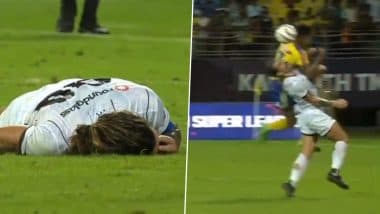 Rahul KP Commits Dangerous Tackle On Luka Majcen, Leaves Slovenian Footballer Bleeding on Pitch During Kerala Blasters vs Punjab FC ISL 2024-25 Match (Watch Video)