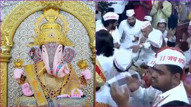 Dagdusheth Ganpati Decoration 2024 Photos and 'Maha Aarti' on Ganesh Chaturthi Video: View Shreemant Dagdusheth Halwai Ganpati Temple in Pune Images for Ganeshotsav