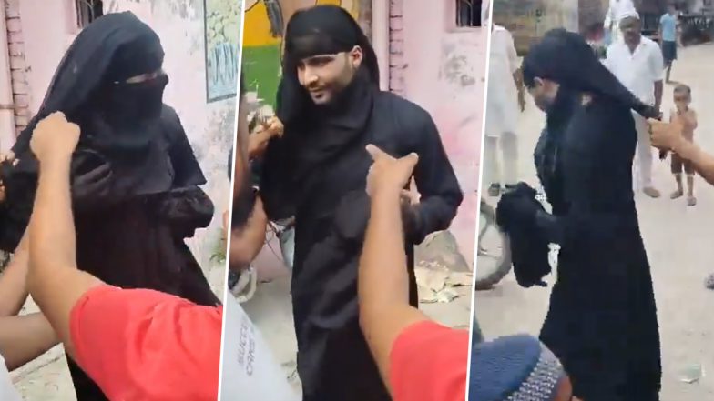 Moradabad: Burqa-Clad Man Goes To Meet Girlfriend Dressed as Woman, Caught and Assaulted by Locals (Watch Video)