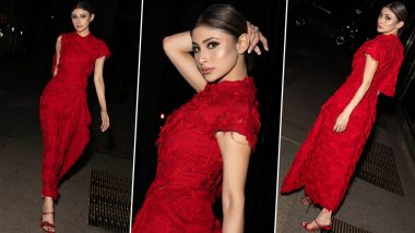 Mouni Roy Makes a Stunning Style Statement in Italy, Actress Mesmerises in Vibrant and Fiery Red Gown (View Pictures)