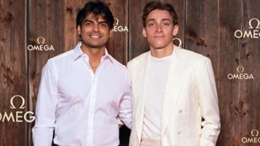 Neeraj Chopra Meets Armand Duplantis, Swedish Paris Olympics 2024 Gold Medallist and World Record Holder Pole Vaulter, at Omega Masters (See Pic)