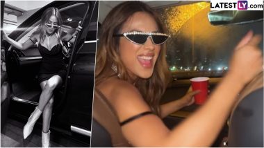 Nia Sharma Is the Ultimate Party Girl Grooving to ‘Ramta Jogi’ Song in a Little Blingy Black Dress Paired With Edgy Boots and Funky Black Sunglasses (View Pics and Video)