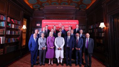 PM Modi US Visit: Prime Minister Narendra Modi Attends ‘Fruitful’ Tech CEOs Roundtable in New York, Discusses Initiatives To Foster Bilateral Collaborations Across Various Sectors (Watch Video)