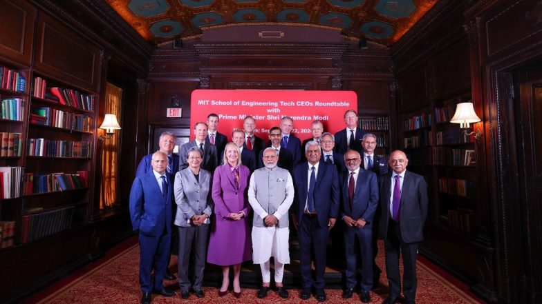PM Modi US Visit: Prime Minister Narendra Modi Attends ‘Fruitful’ Tech CEOs Roundtable in New York, Discusses Initiatives To Foster Bilateral Collaborations Across Various Sectors (Watch Video)