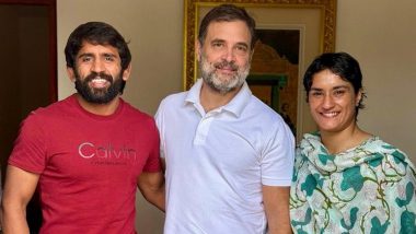 Vinesh Phogat, Bajrang Punia Meet Rahul Gandhi Amid Speculation Over Entering Poll Fray Ahead of Haryana Assembly Election