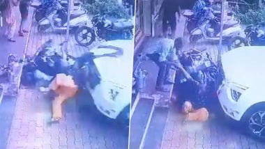 Raigad: Couple Suffer Serious Injuries After Car Allegedly Driven by Minor Girl Hits Their Bike in Maharashtra, Terrifying Video Surfaces