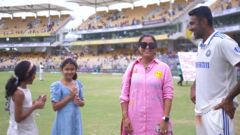 Ravi Ashwin Offers To Give Match Ball to His Daughters With Which He Picked Fifer As Gift on Daughters Day, Chats With Wife Prithi Narayanan After IND vs BAN 1st Test 2024 (Watch Video)