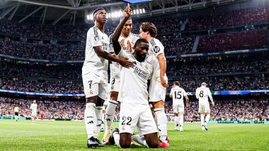 Real Madrid 3–1 Stuttgart, UEFA Champions League 2024–25: Kylian Mbappe, Antonio Rudiger and Endrick Score As Los Blancos Prevail in Their Opening Encounter