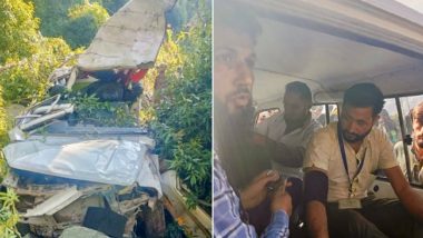 Reasi Road Accident: 2 People, Including Cop Killed As Vehicle Skids Off Road and Falls Into Gorge in Jammu and Kashmir (See Pics)