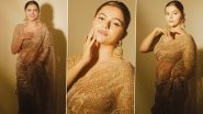 Rubina Dilaik Raises the Bar for Festive Fashion, Actress Makes a Stunning Style Statement in Sheer Gold Saree (View Pictures)