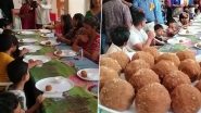 Open Saurashtra Laddu Competition in Jamnagar: People Take Part in Laddu Eating Competition in Gujarat To Kick Off Ganesh Chaturthi Festival 2024 (Watch Video)