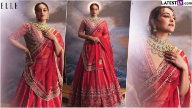 Sonakshi Sinha Wows in Traditional Red Lehenga With Bridal Green Polki Necklace, Actress Shares Pics From Bridal Photoshoot