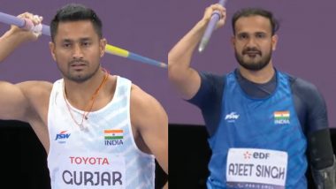 Paris Paralympics 2024: Double Podium Finish Continues for India As Ajeet Singh and Sundar Singh Gurjar Soar High in Men’s Javelin Throw F46 Event