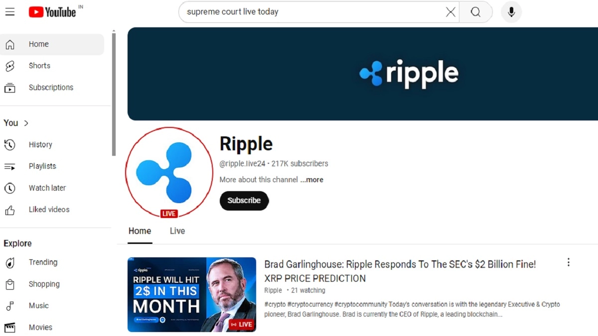 Supreme Court of India YouTube Channel Hacked, Videos of US-Based Company  Ripple Being Shown on Compromised Account | 📰 LatestLY