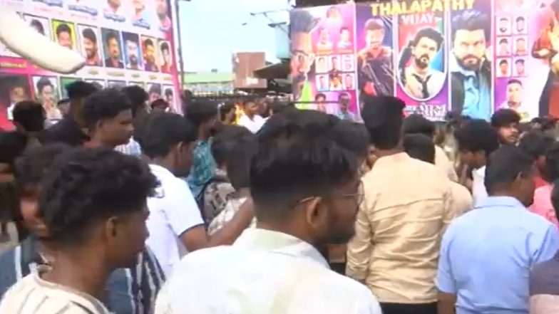 ‘The Greatest of All Time’: Thalapathy Vijay Fans Await Patiently Outside Chennai Theatre To Watch ‘The GOAT’ Movie (Watch Video)